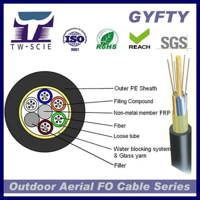 Пряжи ядра GYFTY-FS кабель ethernet оптического волокна Multi на открытом воздухе воздушной стеклянной Armored