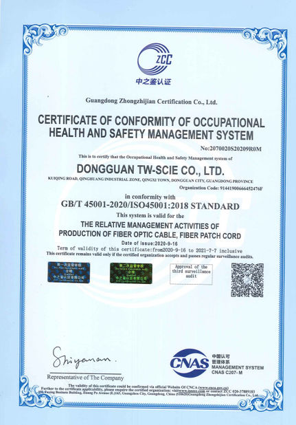 КИТАЙ DONGGUAN TW-SCIE CO., LTD. Сертификаты